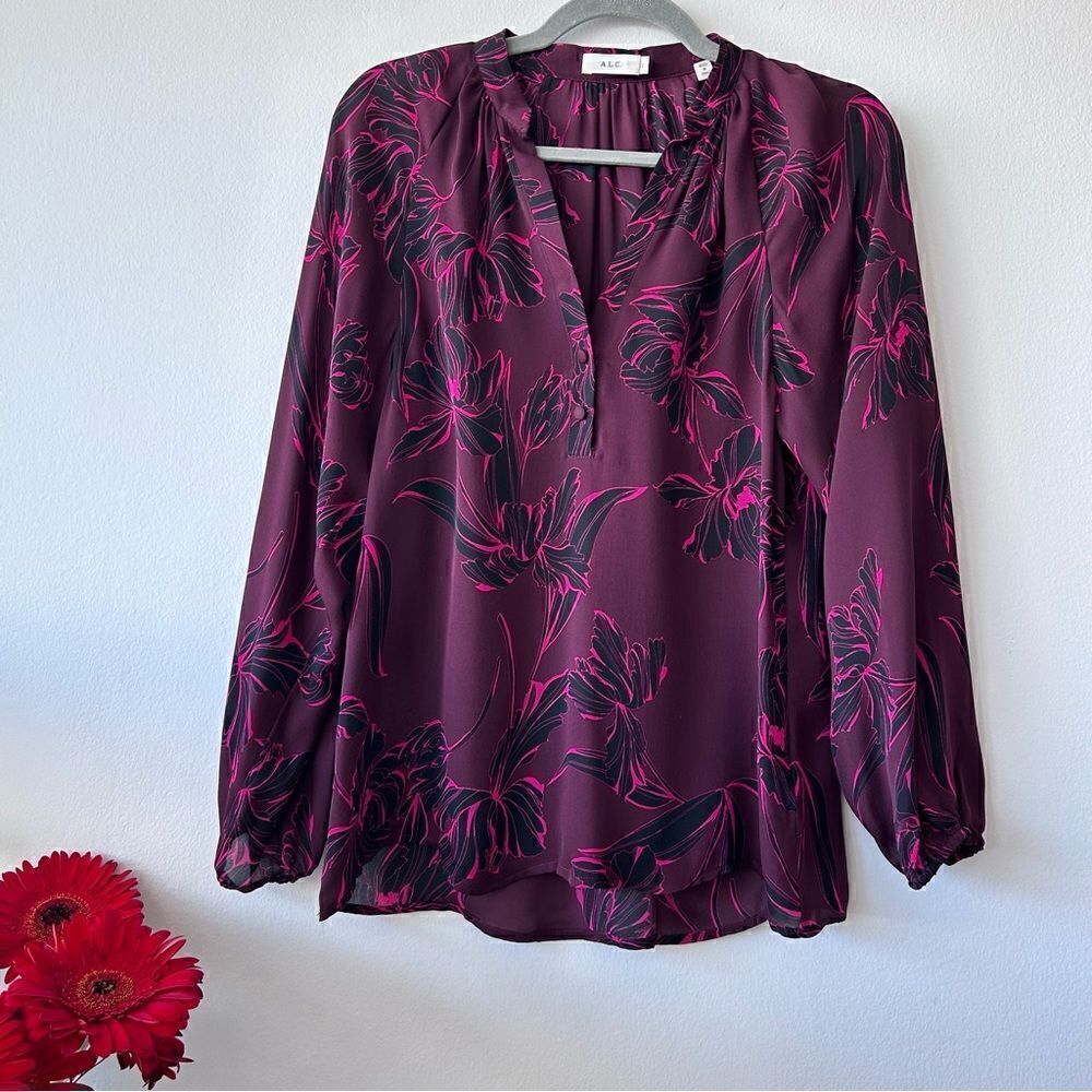 A.L.C. Lori Floral-Print Silk Long-Sleeve